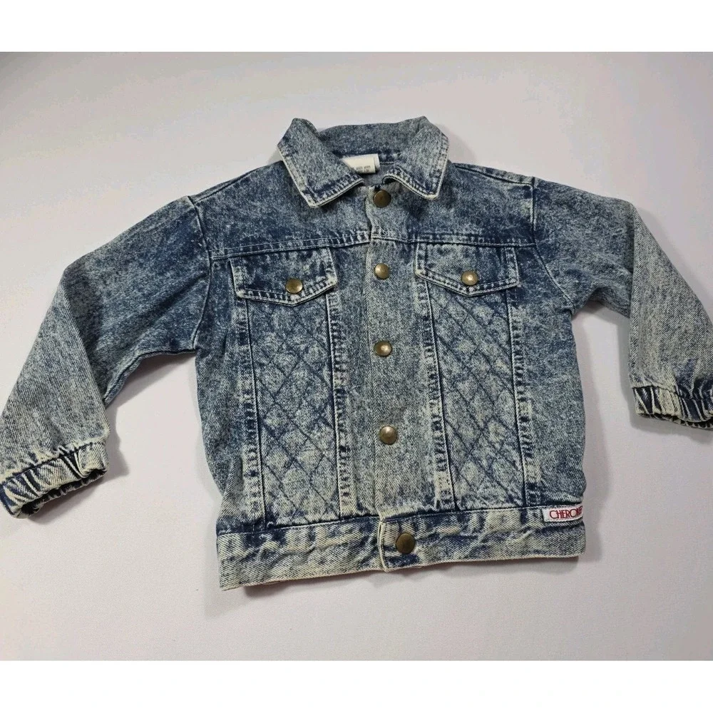 Vintage Cherokee Kids Acid Wash Denim Jacket USA 3T Unisex 80s 90s